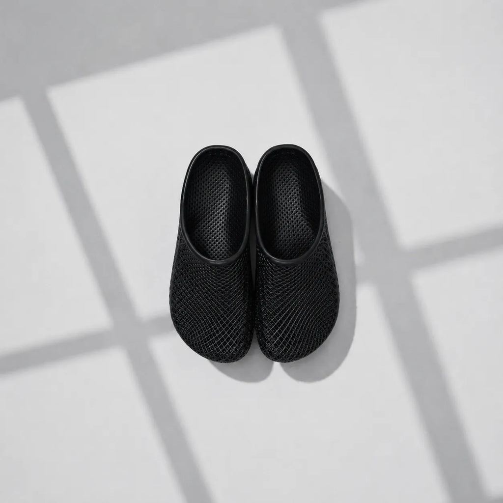TRANSIT 01 3D printed mule — open lattice upper and platform sole