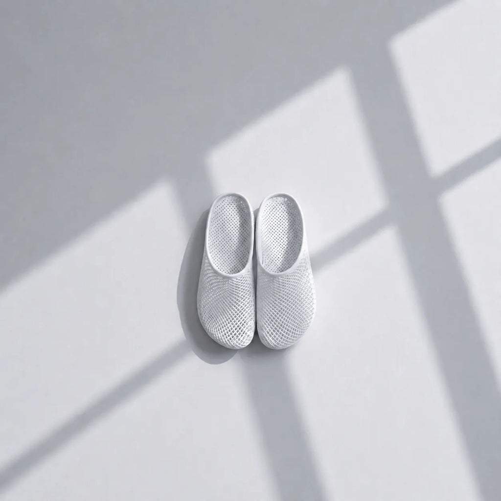 TRANSIT 01 3D printed mule — open lattice upper and platform sole