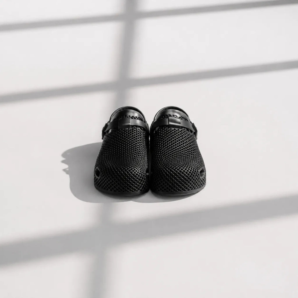 TRANSIT 02 3D printed clog — lattice upper, buckle strap, and contoured sole