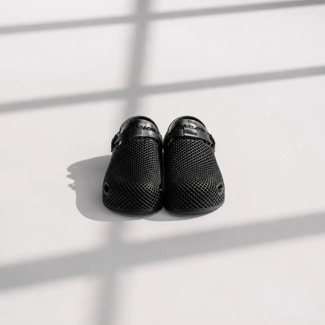 TRANSIT 02 3D printed clog — lattice upper, buckle strap, and contoured sole