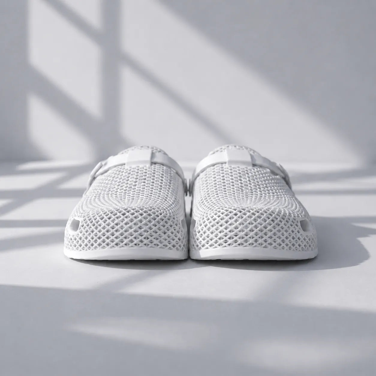 TRANSIT 02 3D printed clog — lattice upper, buckle strap, and contoured sole
